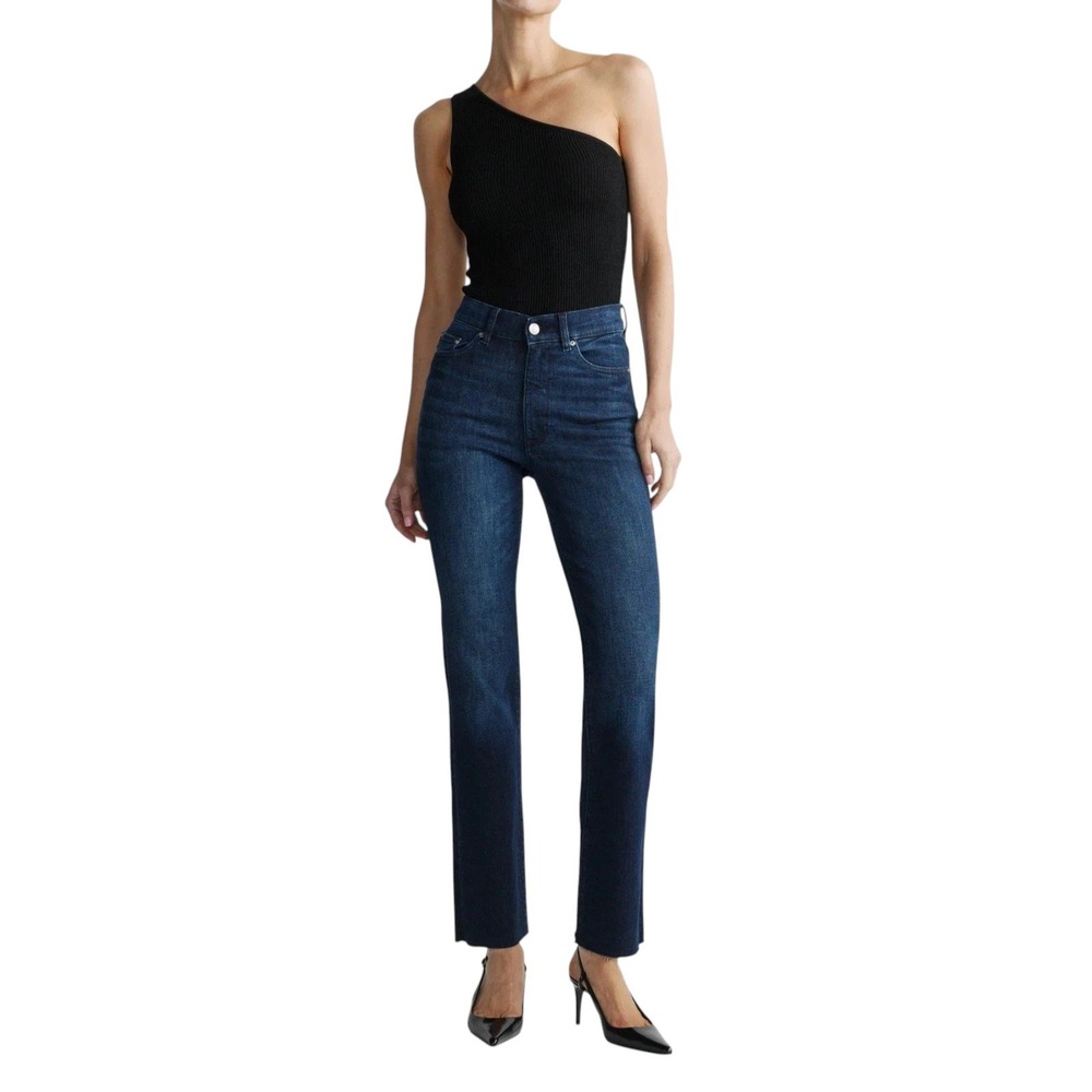 DL1961 Halle Straight Denim Jeans Raw Hem High Rise Instasculpt™ 29" Size 25